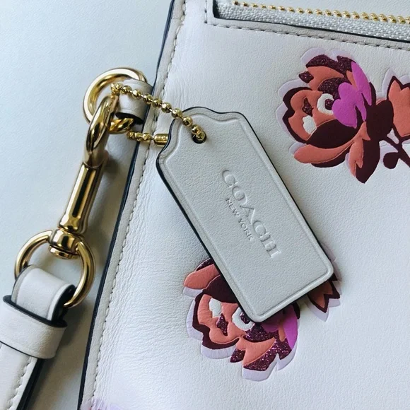 Coach Lamb Leather Clutch with Pink Floral Design - Picture 3 of 11